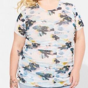 Torrid Multicolor Floral Short Sleeve Top
